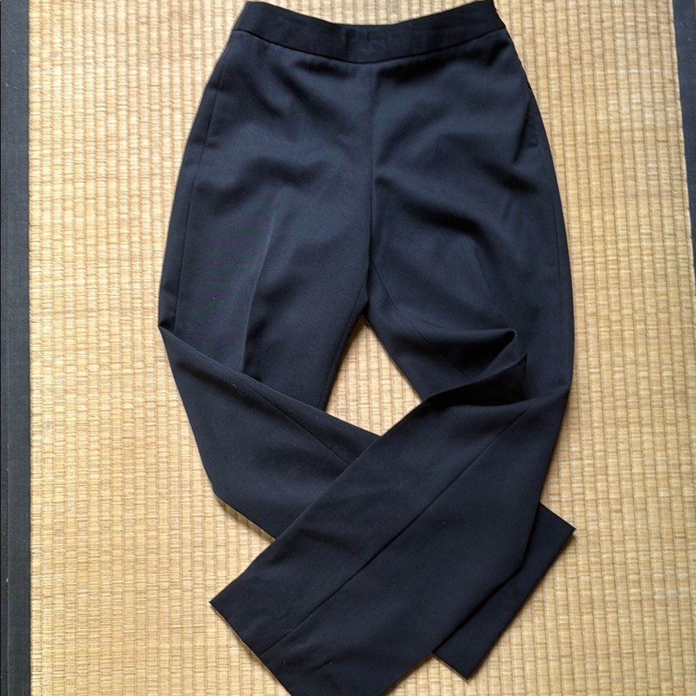Classic Black Wool Straight Leg Mid Rise Trousers